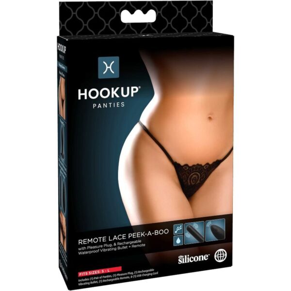 HOOK UP PANTIES - REMOTE LACE PEEK-A-BOO SIZE S/L