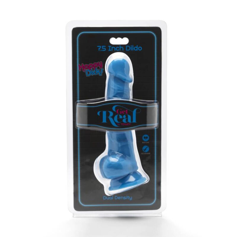 GET REAL - HAPPY DICKS 19 CM COM BOLAS AZUIS 2 GET REAL - HAPPY DICKS 19 CM COM BOLAS AZUIS