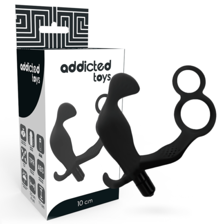 ADDICTED TOYS - PLUG ANAL COM ANEL DE PÉNIS DUPLO E TESTÍCULOS PRETO
