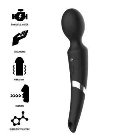 BLACK&SILVER - massajador DE SILICONE RECARREGÁVEL BECK E SUCÇÃO PRETO