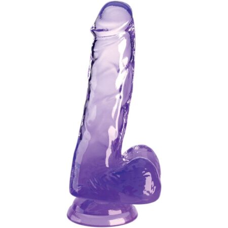 KING COCK - CLEAR PÉNIS REALÍSTICO COM BOLAS 13.5 CM ROXO