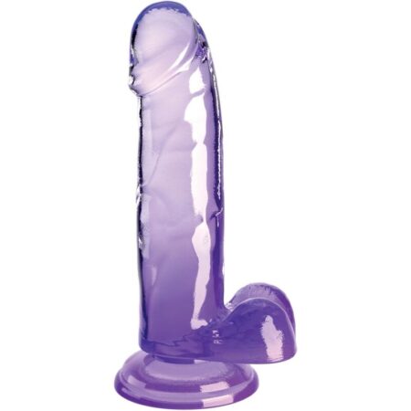KING COCK - CLEAR PÉNIS REALÍSTICO COM BOLAS 15.2 CM ROXO