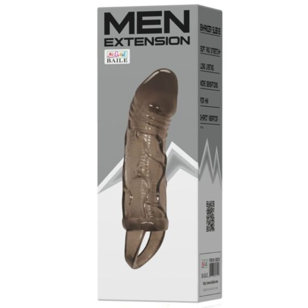 BAILE - CAPA EXTENSORA DE PÉNIS COM ALA PARA TESTÍCULOS PRETA 13.5 CM