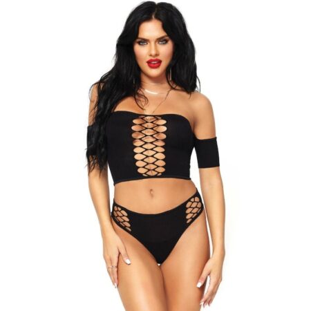 LEG AVENUE - CONJUNTO DE 2 peças TOP COLORIDO OPACO E TANGA TAMANHO ÚNICO