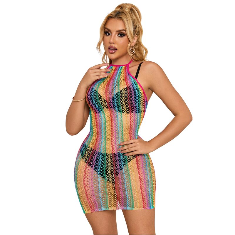 SUBBLIME - 952341 BODYSTOCKING RAINBOW FISHNET TAMANHO ÚNICO